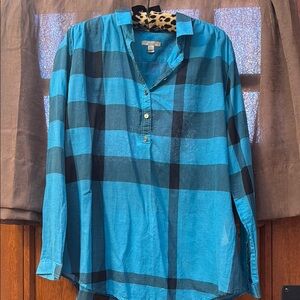 Burberry Blue and Black Checkered Woman Shirt